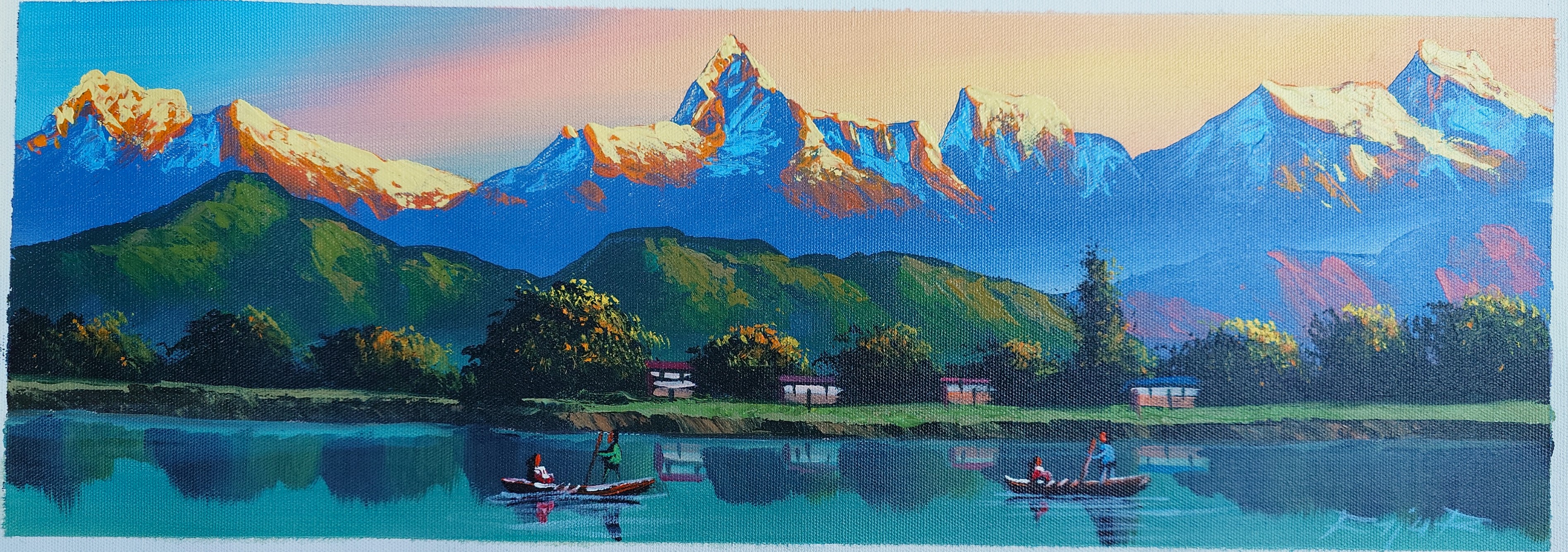 Scenic Pokhara Lake in Nepal